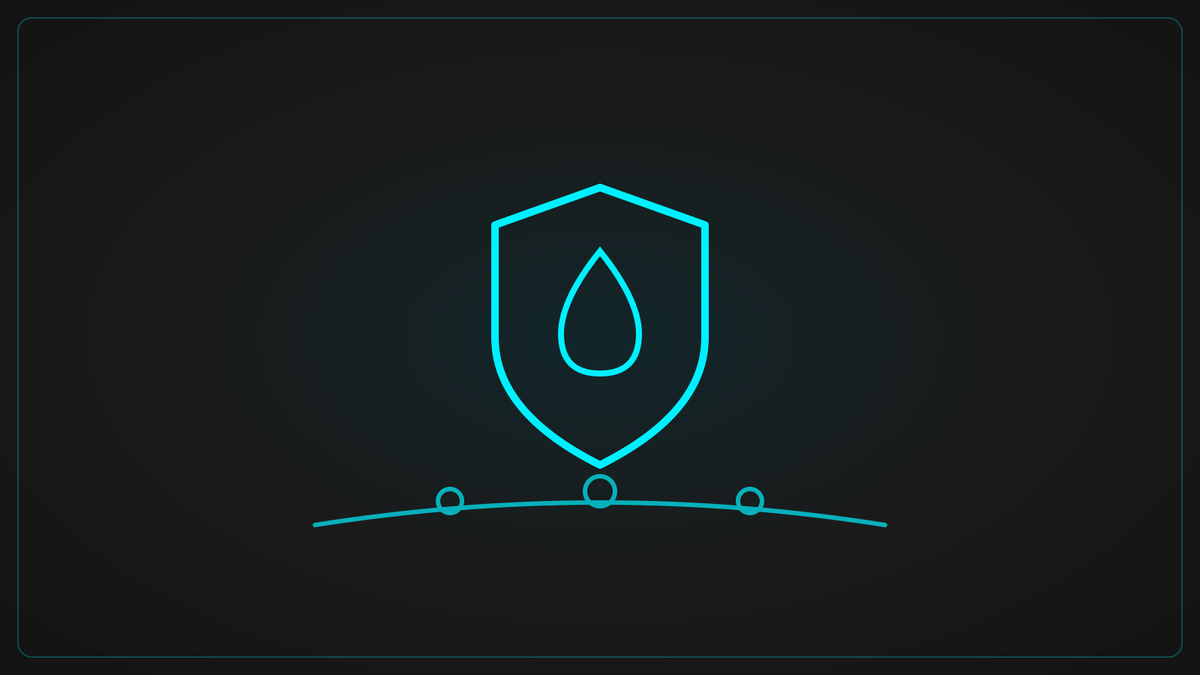 Neon line graphic of a protection shield with a water droplet over a beading painted panel