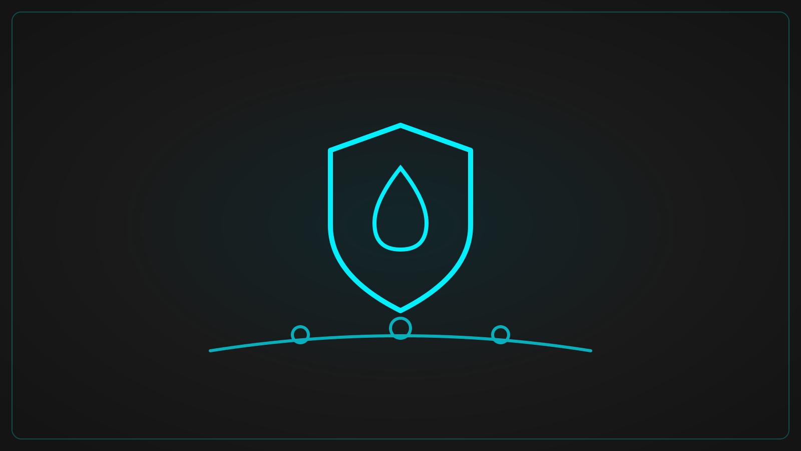 Neon line graphic of a protection shield with a water droplet over a beading painted panel
