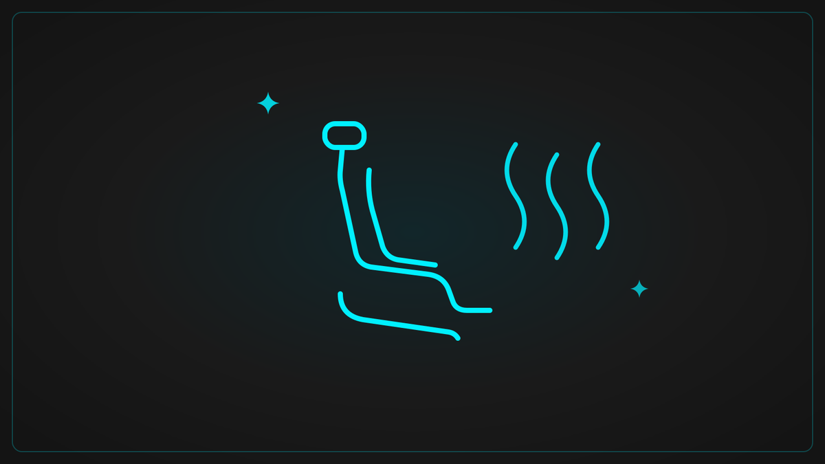 Neon line graphic of a car seat with odour waves rising from it